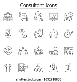 Consultant icon set in thin line style