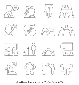 Consultant icon set in thin line style