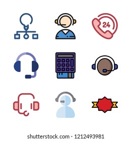 consultant icon set. vector set about headset, telemarketer, support and quality icons set.