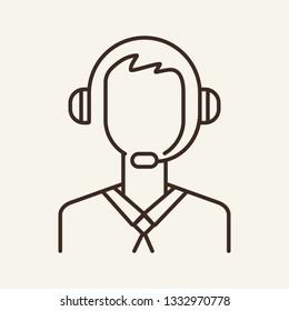 Consultant line icon. Headset, operator, man. Call center concept. Can be used for topics like customer support, emergency, consulting