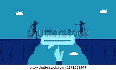 Consultant in negotiations. Manager helps close the gap with speech bubbles, business people come to an agreement