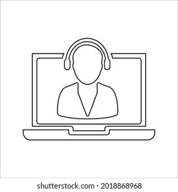 Consultor, en línea, atención, cliente, icono de esquema de soporte. 