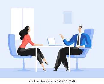 Consultor que recibe un cliente en la oficina