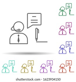 Consultant, receptionist in multi color style icon. Simple thin line, outline vector of team work icons for ui and ux, website or mobile application