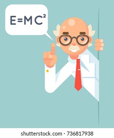 Consultant Scientist Education Support Help Scientific Consultation Advice Looking Out Corner Idea Cartoon Character Solution Flat Design Vector Illustration