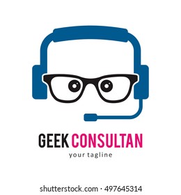 CONSULTANT SERVICE GEEK LOGO ICON SYMBOL TEMPLATE EMBLEM