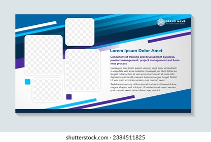 consultant of training and business development flyer, web banner template design. Annual corporate business, meeting and training promotion poster. Modern marketing horizontal layout, photo space.