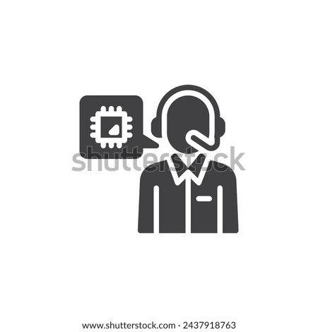 IT Consultant vector icon. filled flat sign for mobile concept and web design. Person with a headset and computer chip glyph icon. IT consulting service symbol, logo illustration. Vector graphics