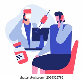 Consultation by phone - modern colorful flat design style illustration
