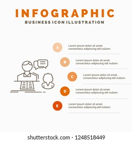 consultation, chat, answer, contact, support Infographics Template for Website and Presentation. Line Gray icon with Orange infographic style vector illustration