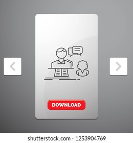 consultation, chat, answer, contact, support Line Icon in Carousal Pagination Slider Design & Red Download Button