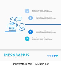 consultation, chat, answer, contact, support Infographics Template for Website and Presentation. Line Blue icon infographic style vector illustration