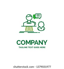 consultation, chat, answer, contact, support Flat Business Logo template. Creative Green Brand Name Design.