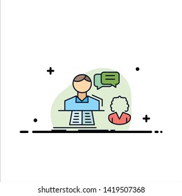 consultation, chat, answer, contact, support Flat Color Icon Vector