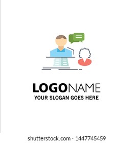 consultation, chat, answer, contact, support Flat Color Icon Vector