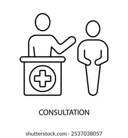 Icono de línea de concepto de consulta. Ilustración de elemento simple. diseño de símbolo de esquema de concepto de consulta.