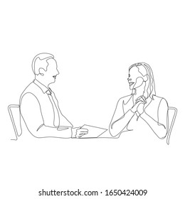 Consulta con un médico, líneas continuas Estilo simple. Concepto de salud. Ilustración vectorial.