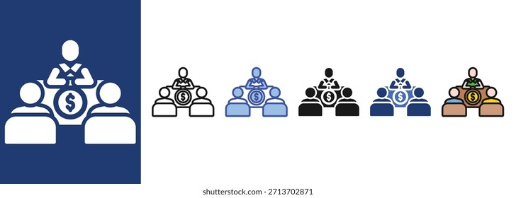 Consultation Earnings icon sets multi style collection
.

