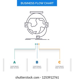 consultation, education, online, e learning, support Business Flow Chart Design with 3 Steps. Line Icon For Presentation Background Template Place for text