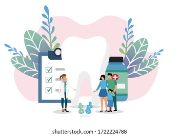 Consultation Family Find Doctor Service World Health Day Dental Insurance Vector Illustration.