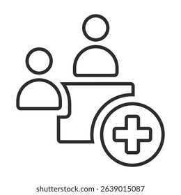 consultation icon, prescription symbol, flat vector illustration on white background