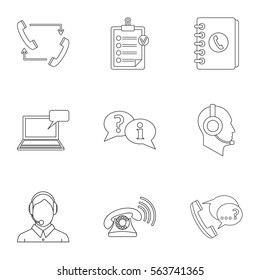 Consultation icons set. Outline illustration of 9 consultation vector icons for web