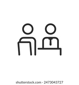 Consultation, linear style icon. professional meeting for advice or information exchange. Editable stroke width