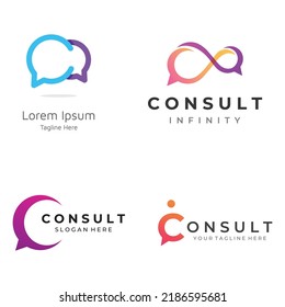 Logo de la consulta con el signo de la burbuja, consulta infinita, consulta con la gente.