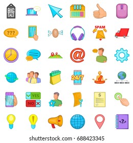 Consultation on phone icons set. Cartoon style of 36 consultation on phone vector icons for web isolated on white background