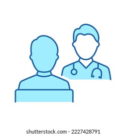 Consultation of Patient and Doctor with Stethoscope Line Icon. Hospital Physician Counseling Patient Color Pictogram. Health Care Dialog Outline Icon. Editable Stroke. Isolated Vector Illustration.