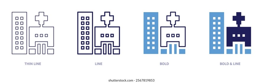 Consultation room icon in 4 different styles. Thin Line, Line, Bold, and Bold Line. Duotone style. Editable stroke.