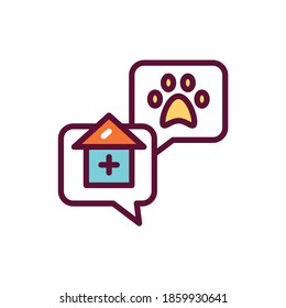 Consultation with veterinarian line color icon. House call. Isolated vector element. Outline pictogram for web page, mobile app, promo.