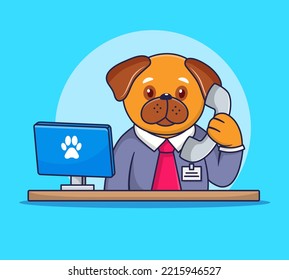 Consultation of a veterinarian. Modern medical technologies, online call. Animal hospital. Vector illustration. Customer support, Contact Us