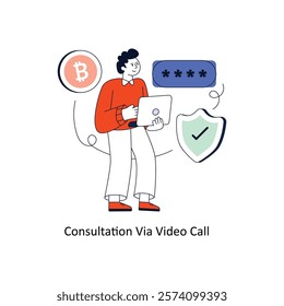 Consultation Via Video Call  Flat Style Design Vector illustration. Stock illustration