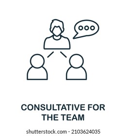 Icono de Consulta para el equipo. Elemento de línea de la colección de desarrollo corporativo. Leyenda para el icono del Equipo para diseño web, infografías y más.
