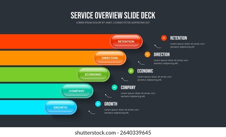 Consulting Analysis 5 Option Infographic Slideshow Template. Service Briefing Five Element Diagram Presentation Layout. Project Planning Frame Design Vector Illustration.