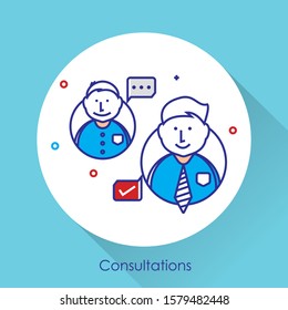 Consulting banner web icon for business, goal, planing, Advice, expert, strategy, support and success.