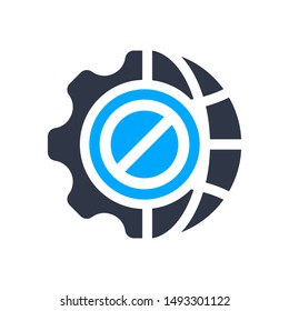 Consulting in business, assistance, business optimization, customer support, customer service icon with not allowed sign, block, forbidden, prohibit symbol