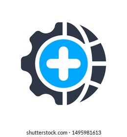 Consulting in business, assistance, business optimization, customer support, customer service icon with add sign, new, plus, positive symbol