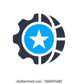 Consulting in business, assistance, business optimization, customer support, customer service icon with star sign, best, favorite, rating symbol