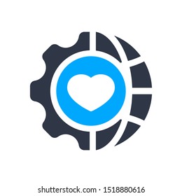 Consulting in business, assistance, business optimization, customer support, customer service icon with heart sign, favorite, like, love, care symbol