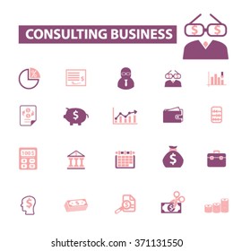 consulting business,  financial consultant, accounting agency icons, signs, vector
