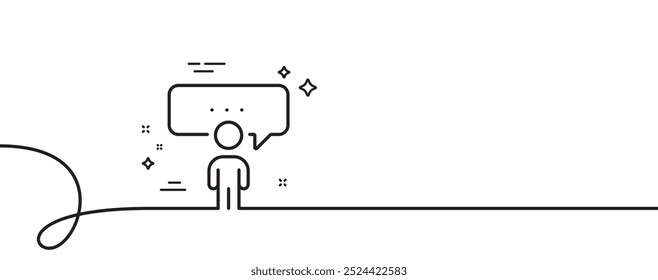 Consulting business line icon. Continuous one line with curl. Discussion or consultation sign. People communication management symbol. Consulting business single outline ribbon. Vector