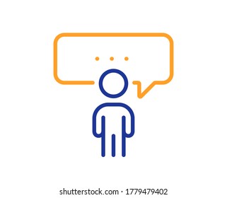 Consulting business line icon. Discussion or consultation sign. People communication management symbol. Colorful thin line outline concept. Linear style consulting business icon. Vector