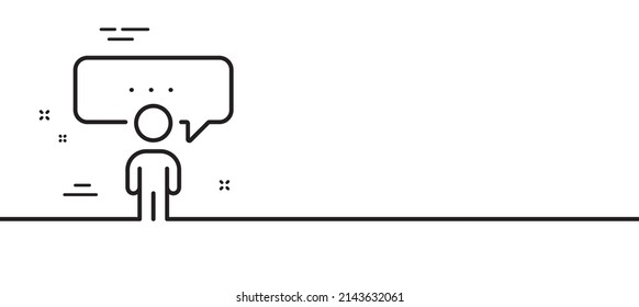 Consulting business line icon. Discussion or consultation sign. People communication management symbol. Minimal line illustration background. Consulting business line icon pattern banner. Vector