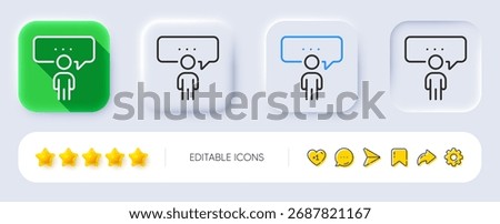 Consulting business line icon. Neumorphic, Flat shadow, 3d buttons. Discussion or consultation sign. People communication management symbol. Line consulting business icon. Social media icons. Vector