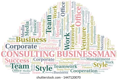 Consulting Businessman word cloud. Collage made with text only.