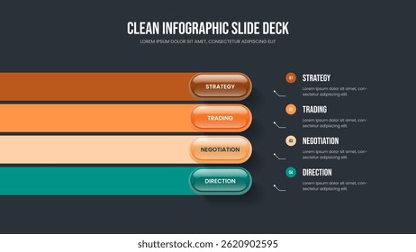 Consulting Campaign Frame Template Vector Illustration. Marketing Forecast 4 Step Infographic Presentation Design. Market Introduction Four Element Diagram Slide Layout.