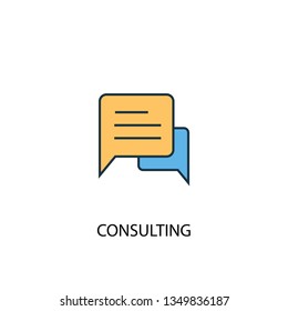 Consulting concept 2 colored line icon. Simple yellow and blue element illustration. Consulting concept outline symbol design