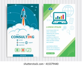 Consulting and concept background with rocket. Project Consulting concepts and Set of Banners. Vector Illustration. Eps10 Format.